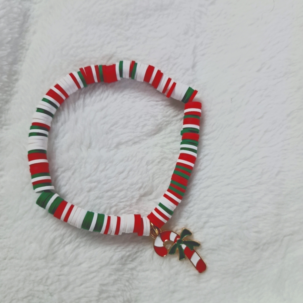 Christmas Bracelets: CUTE Multicolor Polymer Clay Beaded
